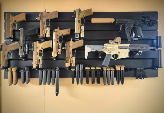 Universal Pistol / Silencer Mount - Slatwall | Handgun Holder Storage Rack