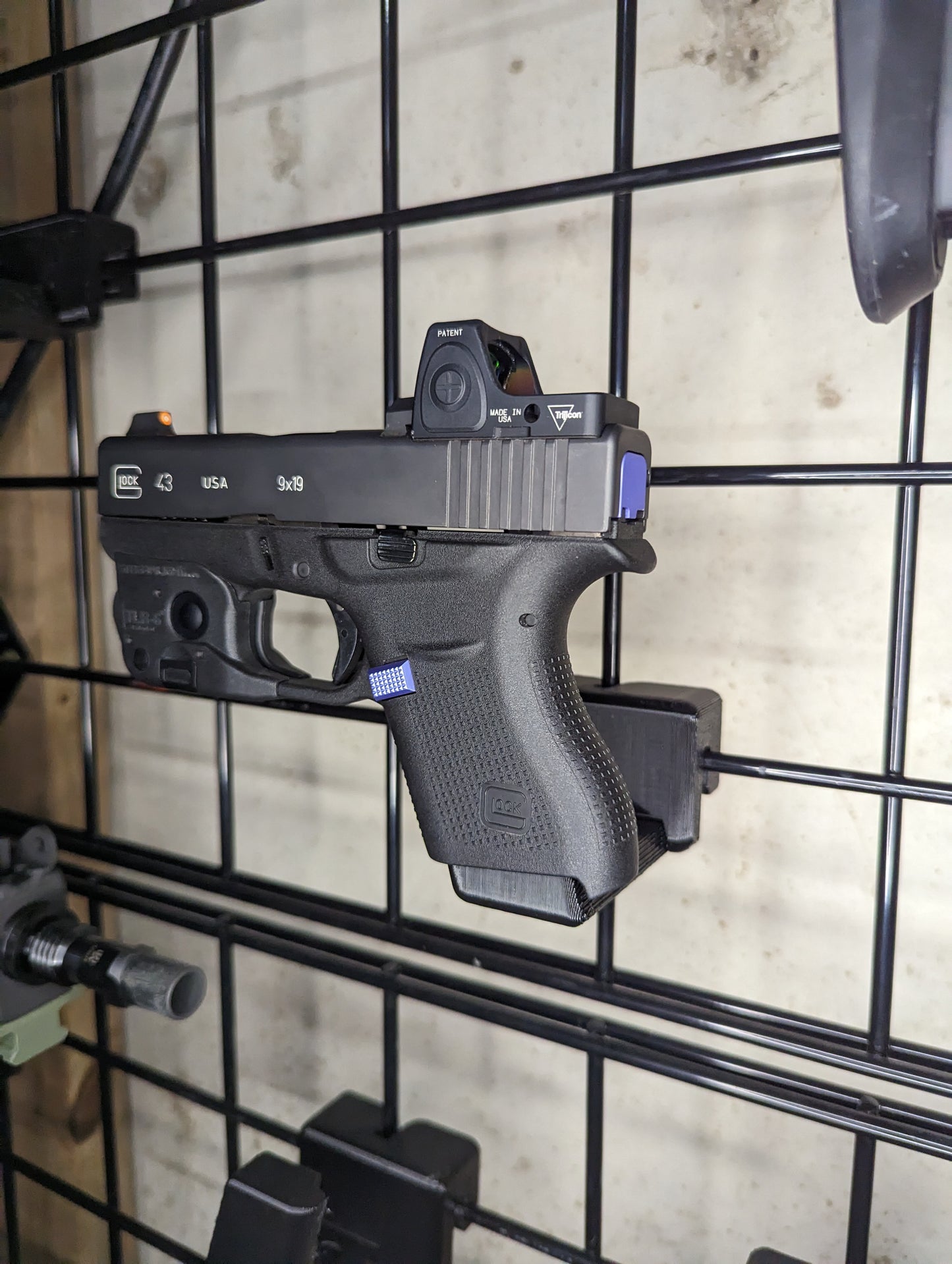 Magwell Mount for Glock 43 - Gridwall | Handgun Holder Storage Rack