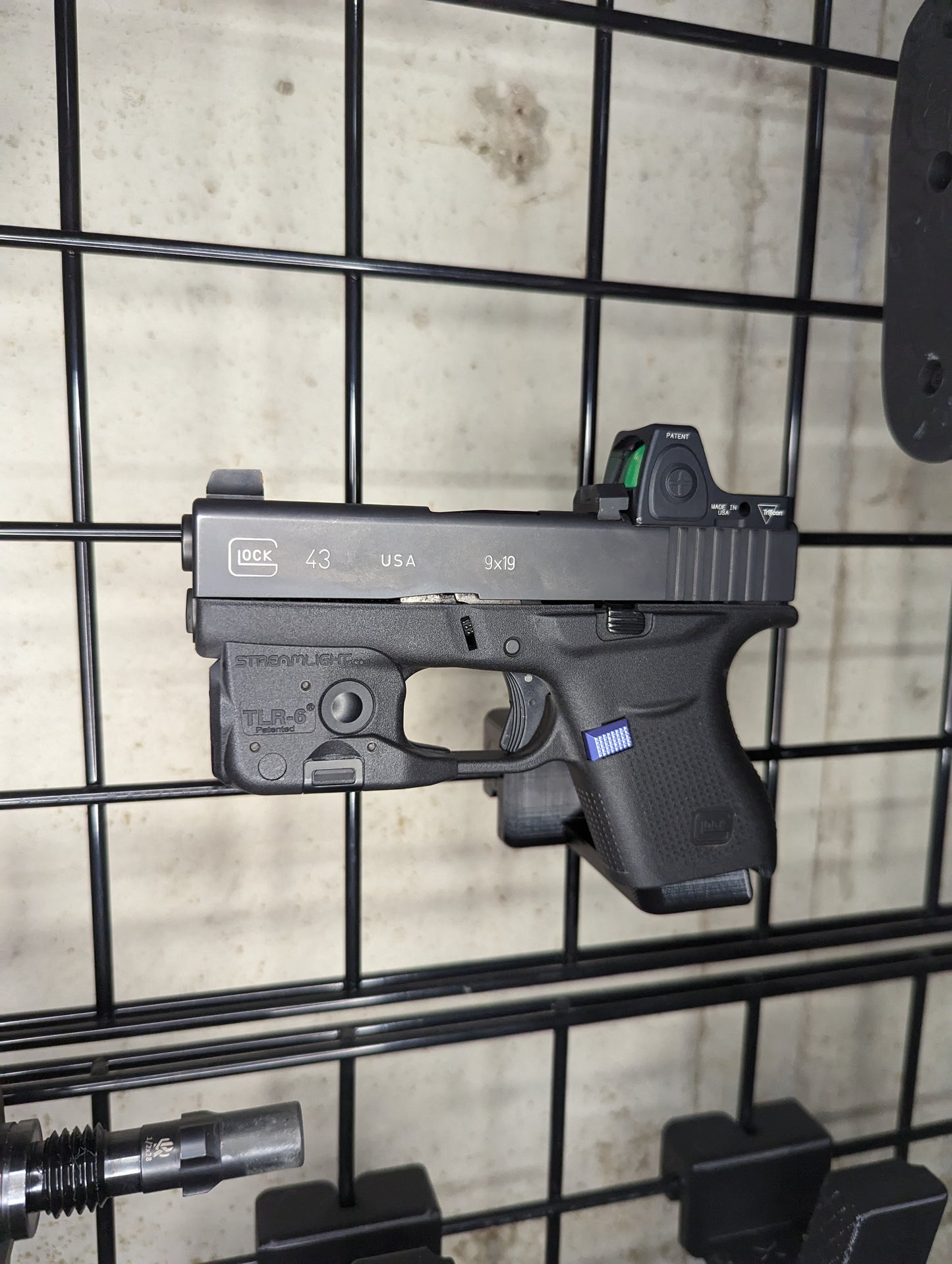 Magwell Mount for Glock 43 - Gridwall | Handgun Holder Storage Rack