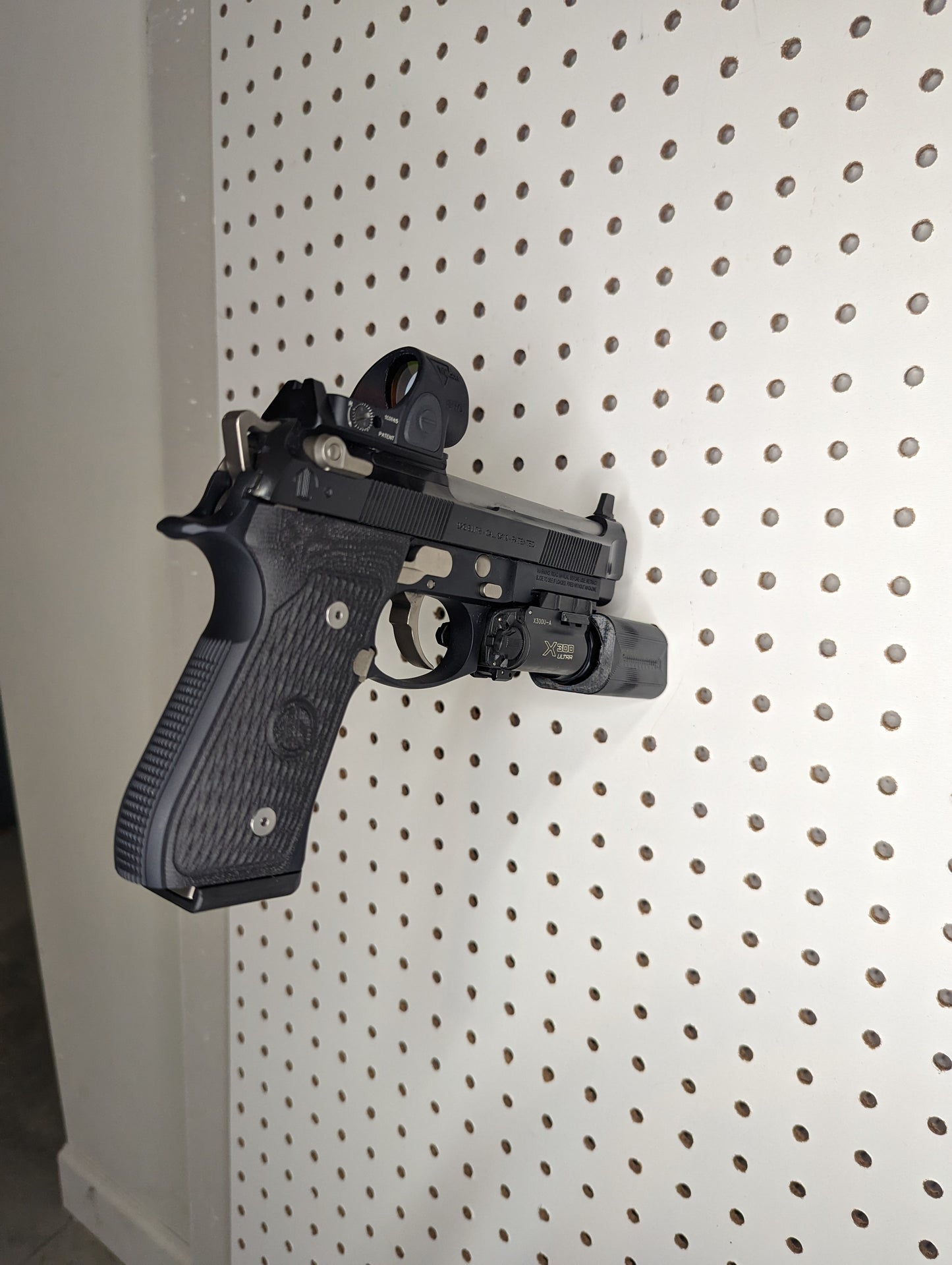 Pistol Mount via Surefire X300 - Pegboard / IKEA Skadis / Wall Control / Vaultek | Gear Holder Storage Rack