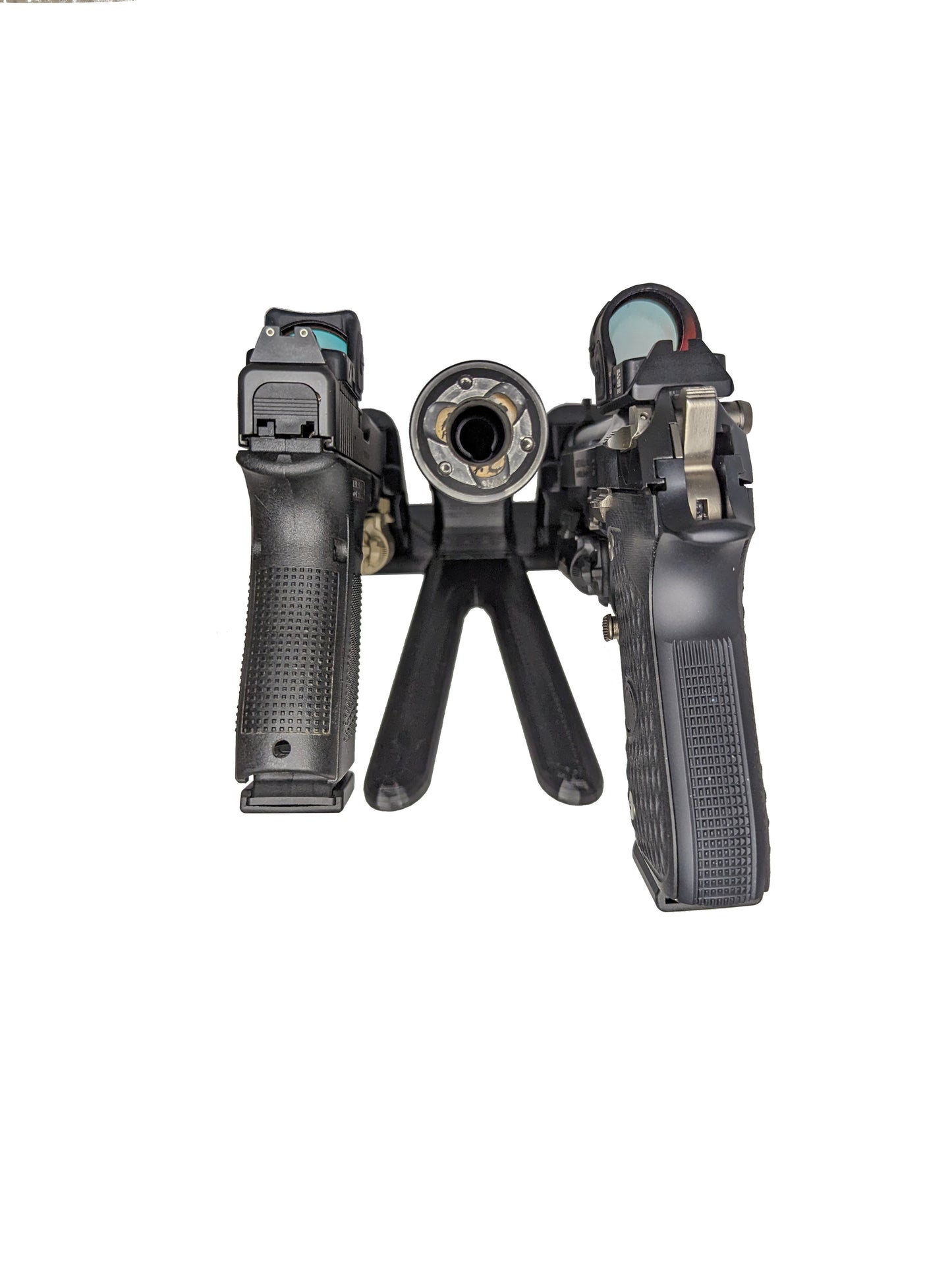 Triple Pistol and Silencer Stand / 3 Gun Mount | Handgun Holder Storage Rack