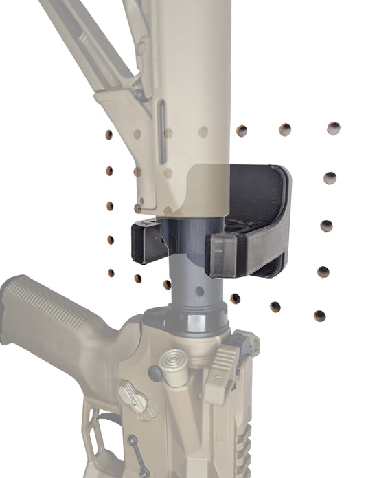 AR 15 Buffer Tube Mount - Pegboard / IKEA Skadis / Wall Control / Vaultek | Rifle Holder Storage Rack