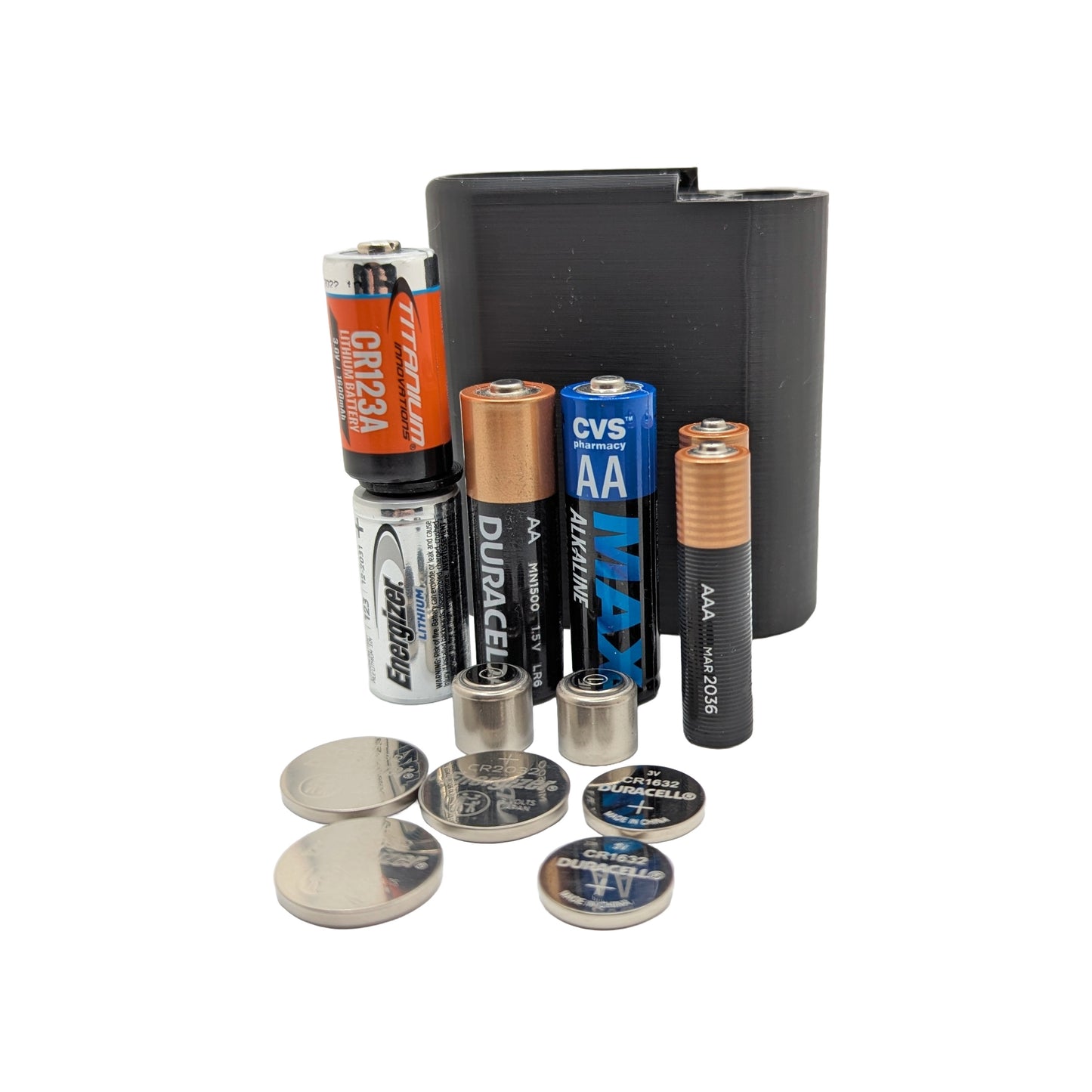 Battery Case for Range Bag - 18650, CR123, AA, AAA, CR2032, CR1632, CR1620, 1/3N