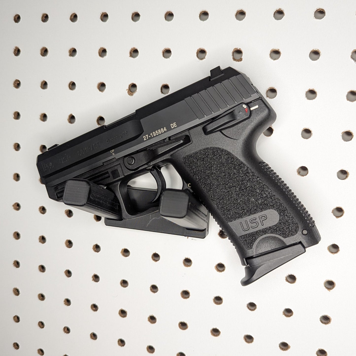 Universal Pistol Mount - Bar Version - Pegboard / IKEA Skadis / Wall Control / Vaultek | Handgun Holder Storage Rack