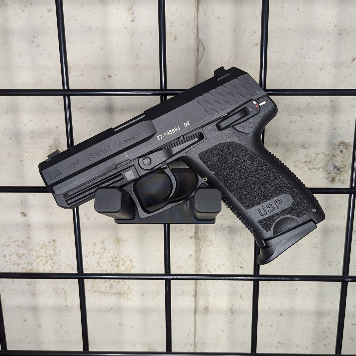 Universal Pistol Mount - Bar Version - Gridwall | Handgun Holder Storage Rack