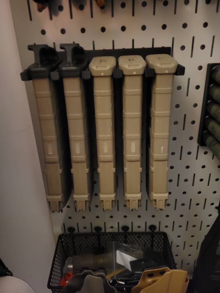 Mount for AR 15 Pmag / TMAG Mags - Pegboard / IKEA Skadis / Wall Control / Vaultek | Magazine Holder Storage Rack