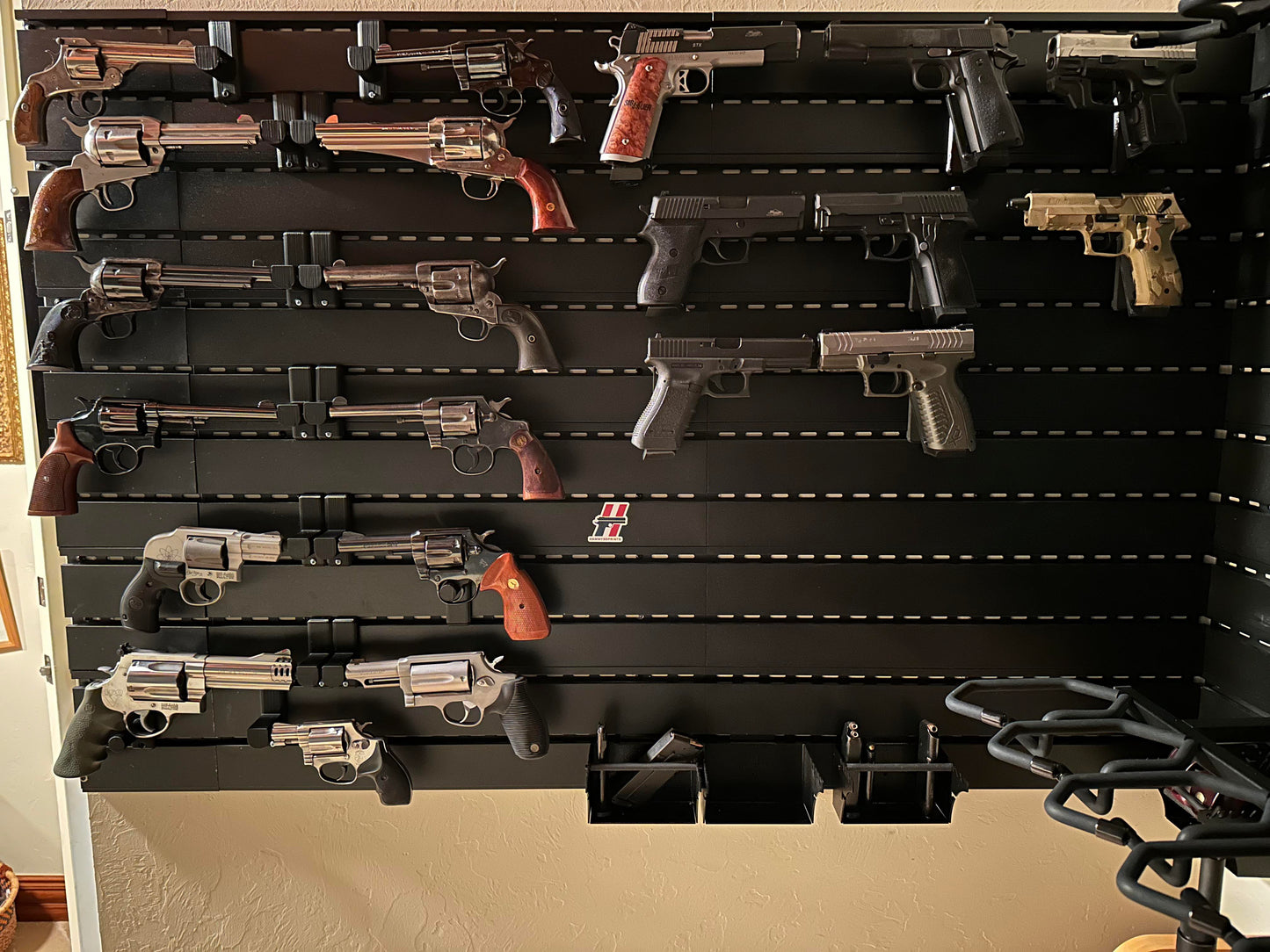 Universal Pistol / Silencer Mount - Slatwall | Handgun Holder Storage Rack