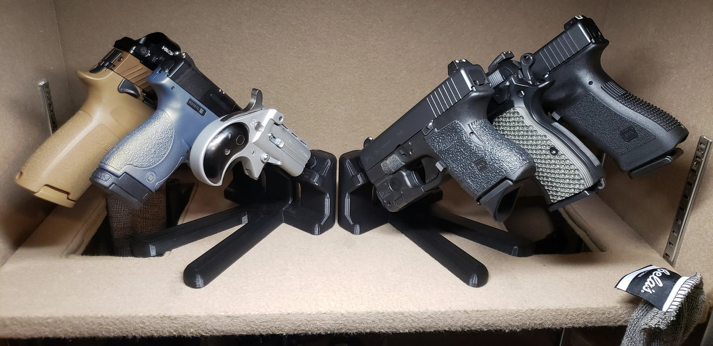 Triple Pistol and Silencer Stand / 3 Gun Mount | Handgun Holder Storage Rack