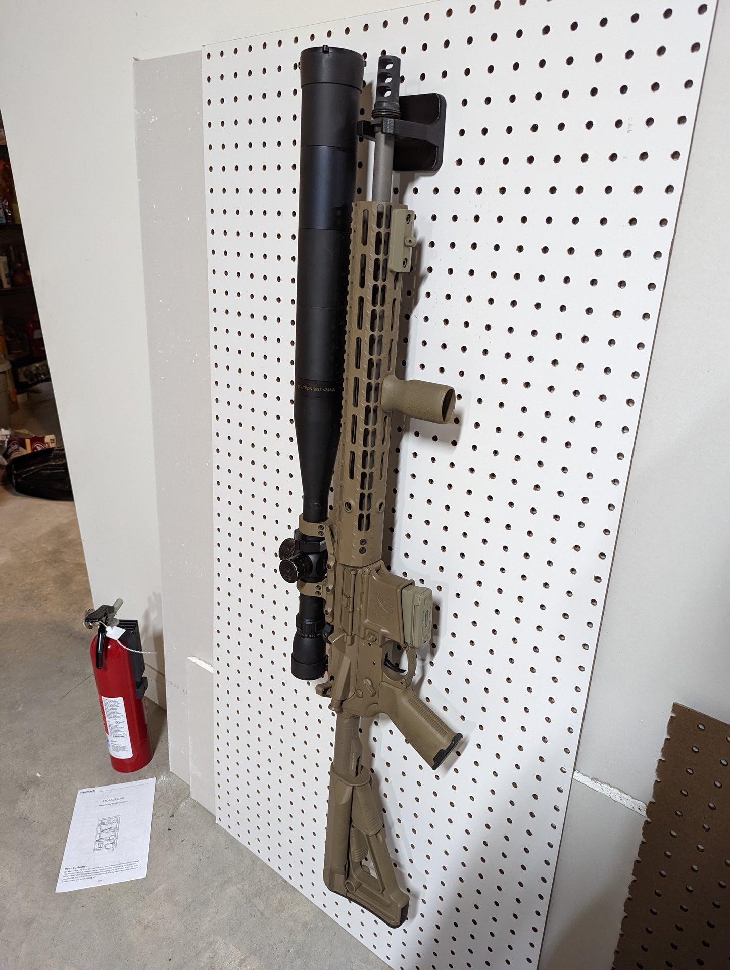 Gun Mount via SilencerCo ASR Muzzle Device - Pegboard / IKEA Skadis / Wall Control / Vaultek | Rifle Holder Storage Rack