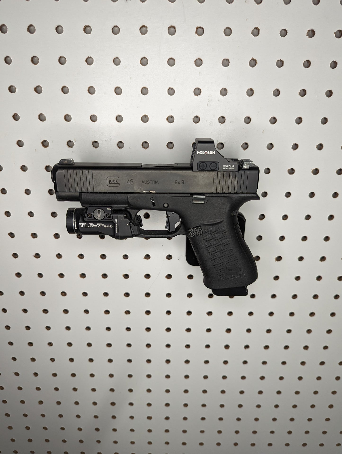 Magwell Mount for Glock 43X / 48 - Pegboard / IKEA Skadis / Wall Control / Vaultek | Handgun Holder Storage Rack