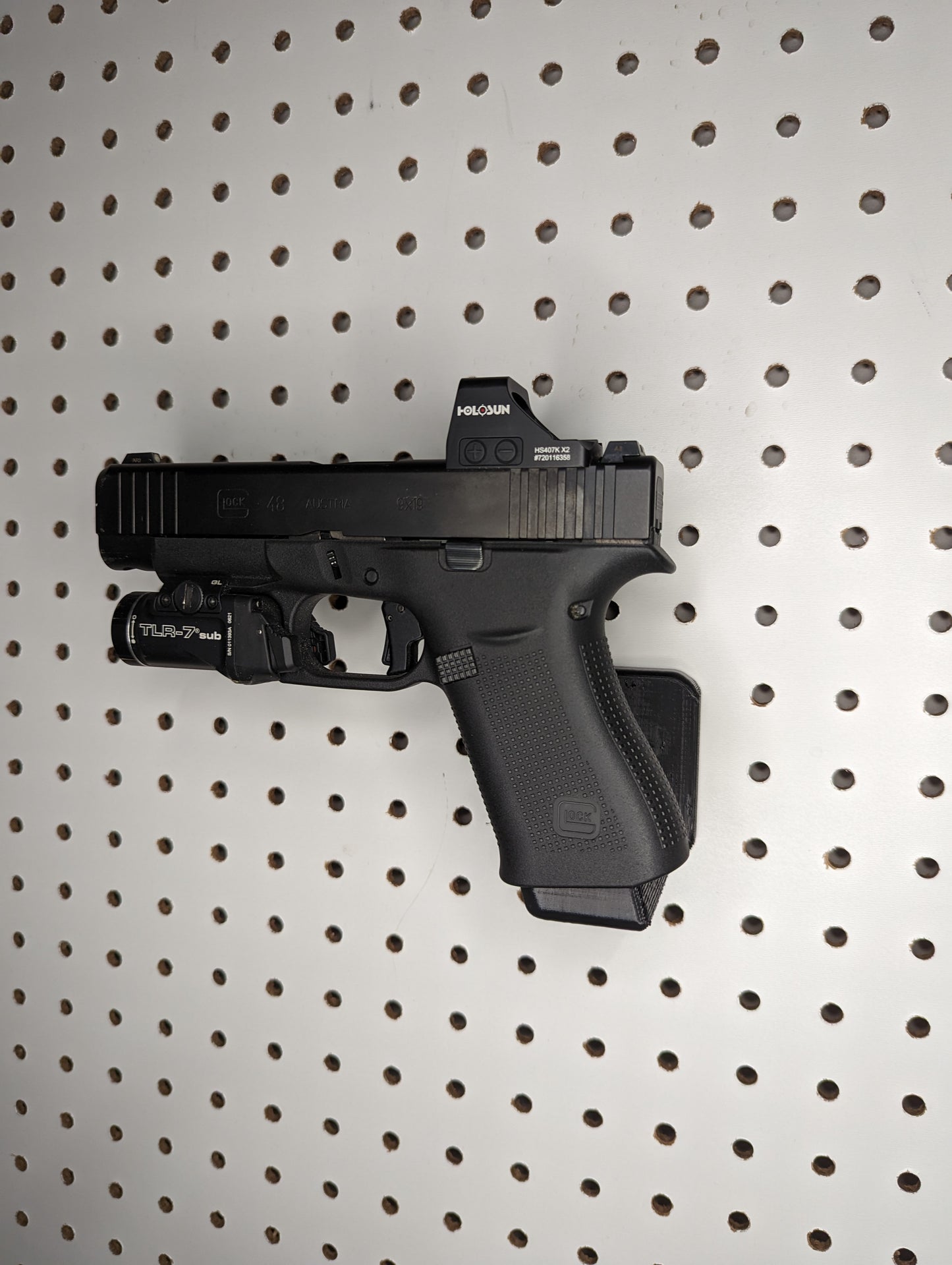 Magwell Mount for Glock 43X / 48 - Pegboard / IKEA Skadis / Wall Control / Vaultek | Handgun Holder Storage Rack