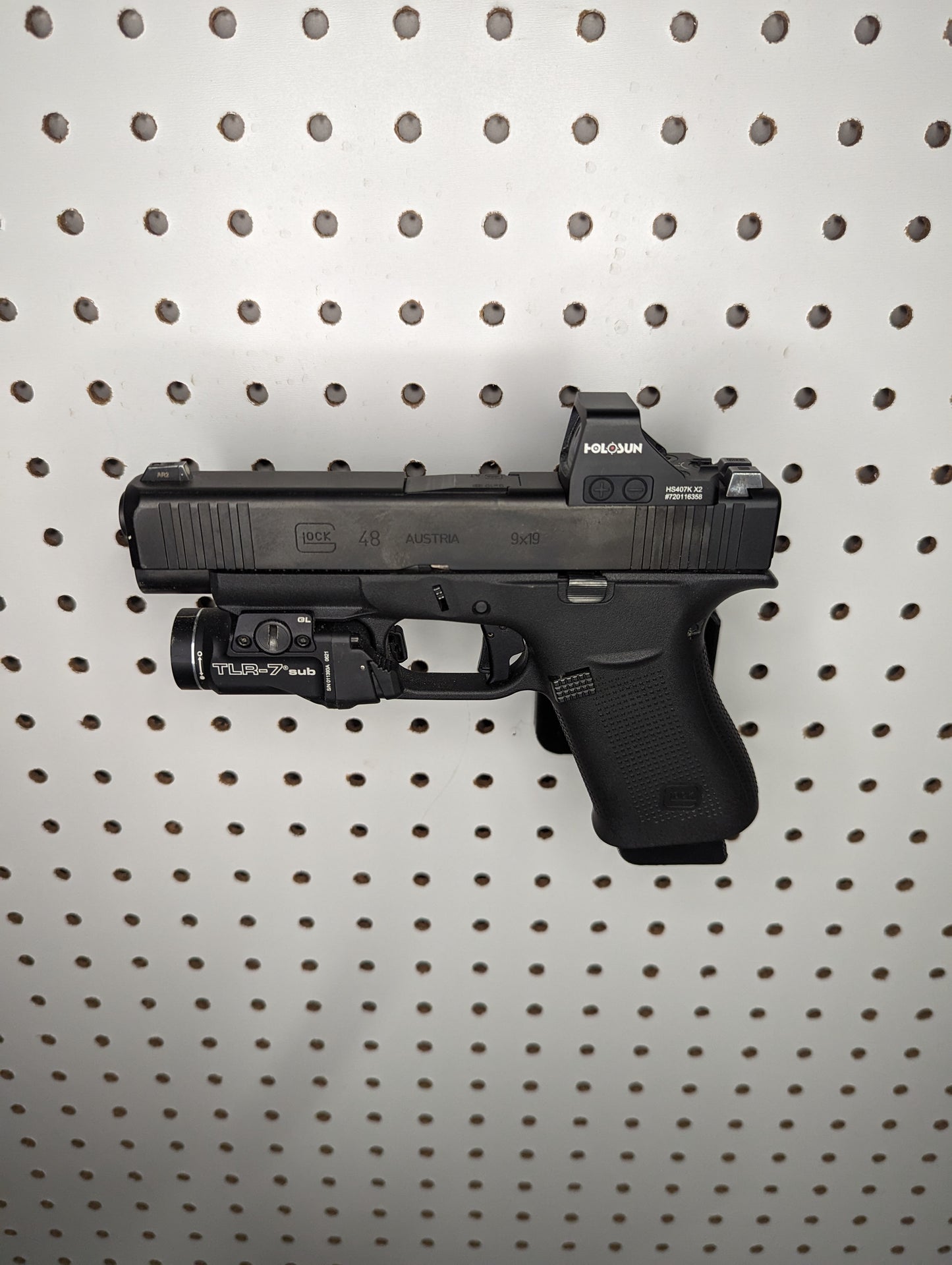 Magwell Mount for Glock 43X / 48 - Pegboard / IKEA Skadis / Wall Control / Vaultek | Handgun Holder Storage Rack