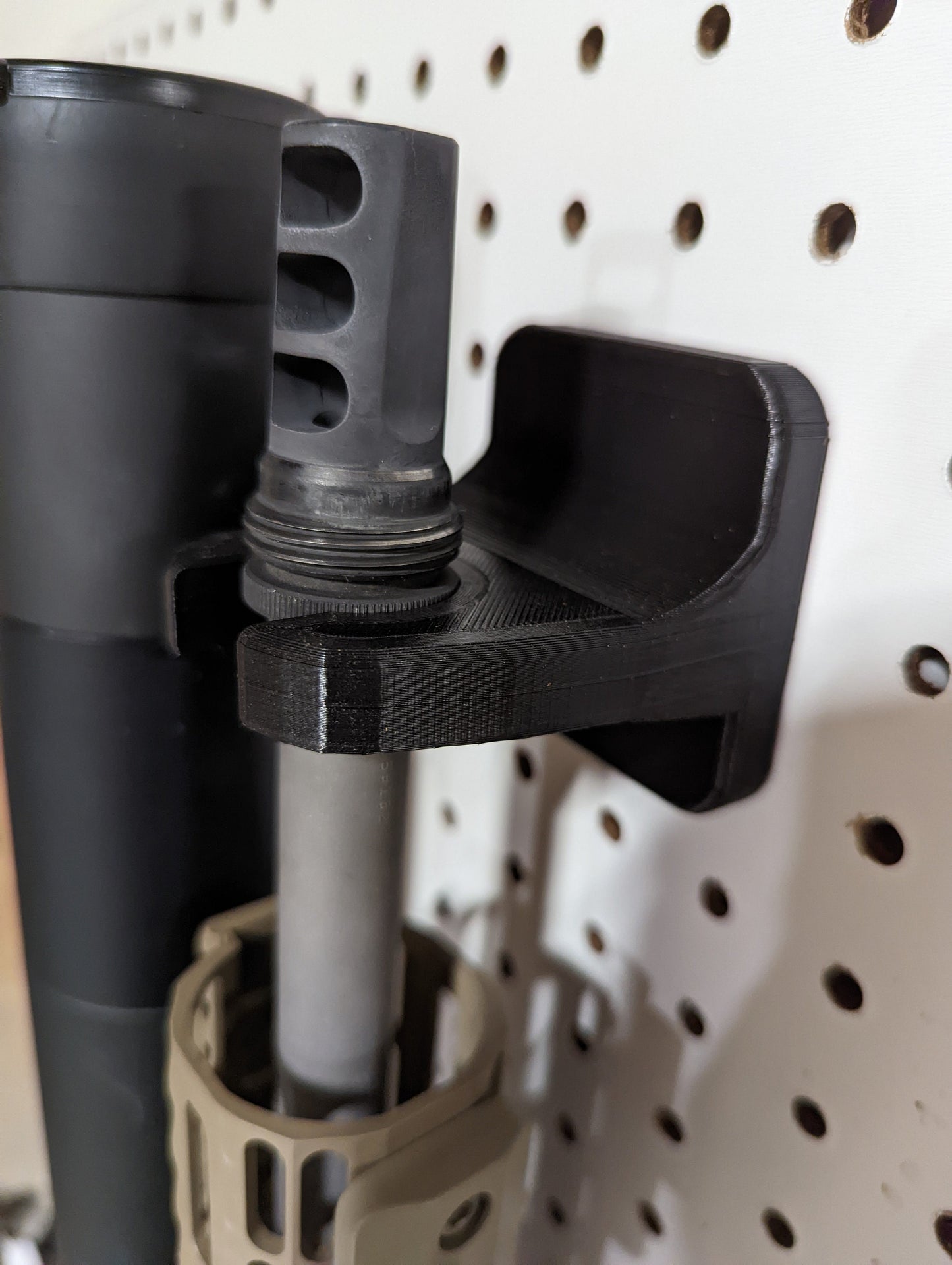 Gun Mount via SilencerCo ASR Muzzle Device - Pegboard / IKEA Skadis / Wall Control / Vaultek | Rifle Holder Storage Rack