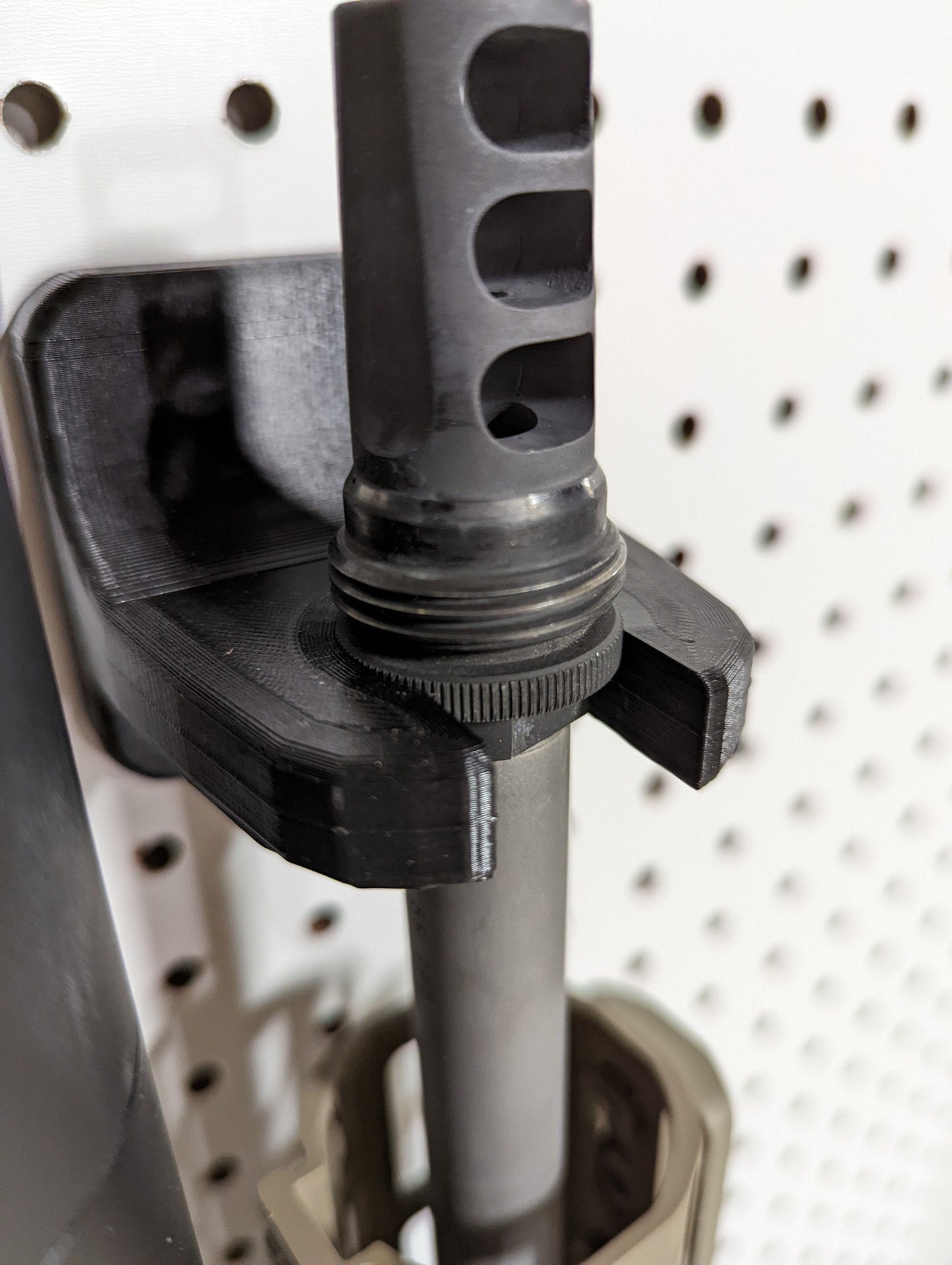 Gun Mount via SilencerCo ASR Muzzle Device - Pegboard / IKEA Skadis / Wall Control / Vaultek | Rifle Holder Storage Rack
