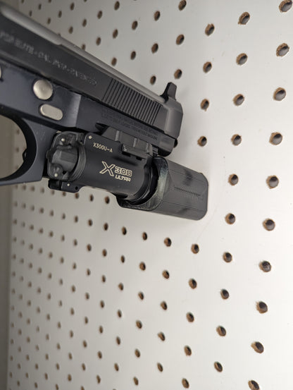 Pistol Mount via Surefire X300 - Pegboard / IKEA Skadis / Wall Control / Vaultek | Gear Holder Storage Rack