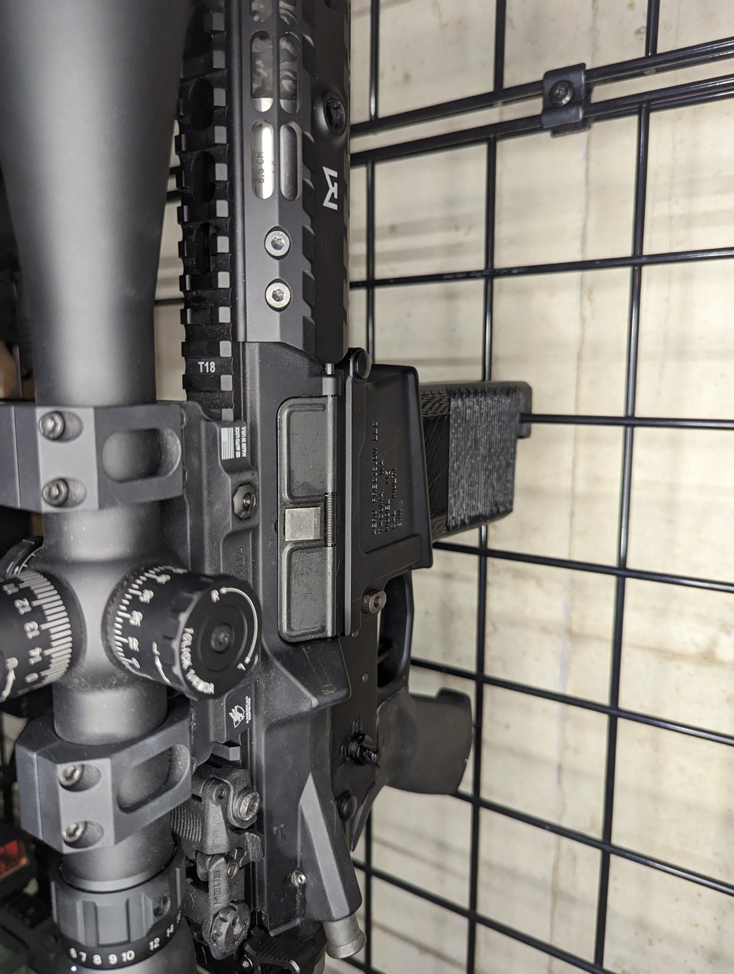 AR 10 Inline Vertical Magwell Mount - Gridwall | Rifle Holder Storage Rack