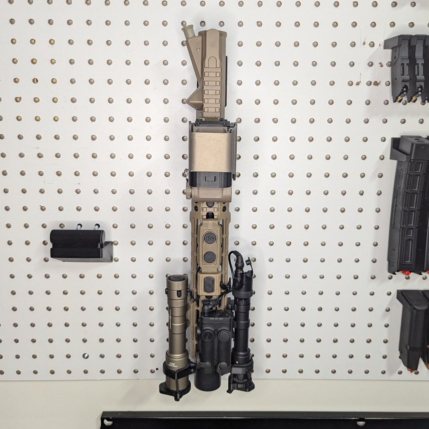 AR 15 Upper Receiver Vertical Insert Mount - Pegboard / IKEA Skadis / Wall Control / Vaultek | Rifle Holder Storage Rack