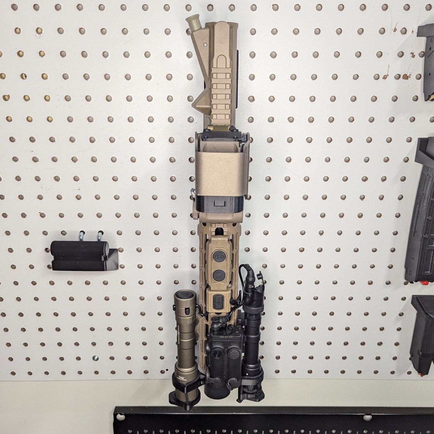 AR 15 Upper Receiver Vertical Insert Mount - Pegboard / IKEA Skadis / Wall Control / Vaultek | Rifle Holder Storage Rack