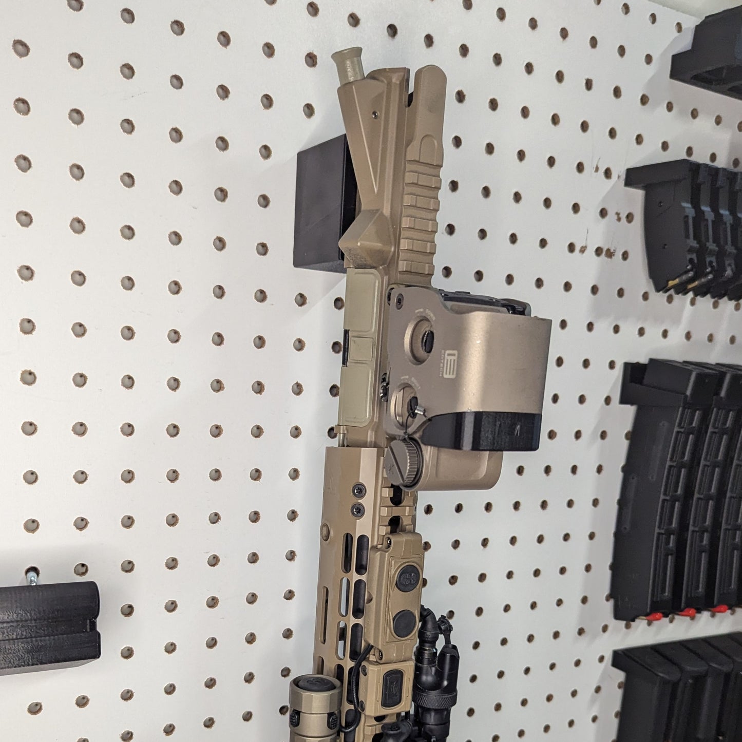 AR 15 Upper Receiver Vertical Insert Mount - Pegboard / IKEA Skadis / Wall Control / Vaultek | Rifle Holder Storage Rack