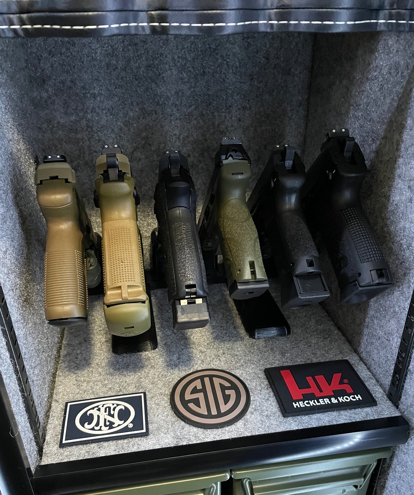 Triple Pistol and Silencer Stand / 3 Gun Mount | Handgun Holder Storage Rack